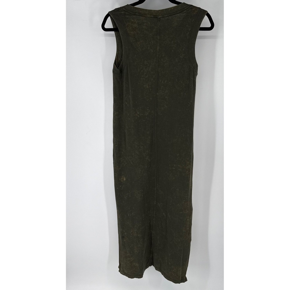 Lululemon All Yours Tank Maxi Dress Womens 4 Olive Green Acid Wash Slit - Picture 2 of 6